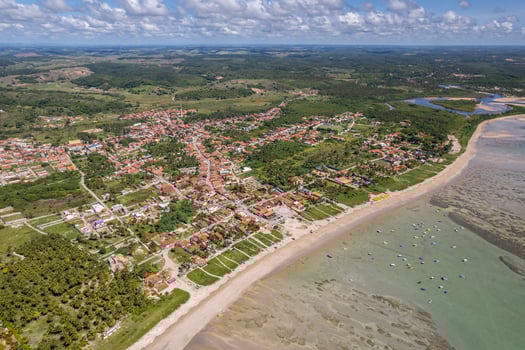 Aerial view of beach Sao Miguel dos Milagres, Alagoas, Brazil. photo
