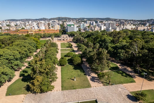 Aerial view of Porto Alegre, RS, Brazil. Aerial photo of Redencao Park.