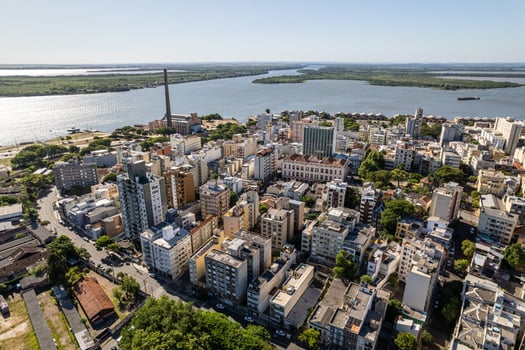 Aerial view of Porto Alegre, RS, Brazil. Aerial photo of the biggest city in the South of Brazil.