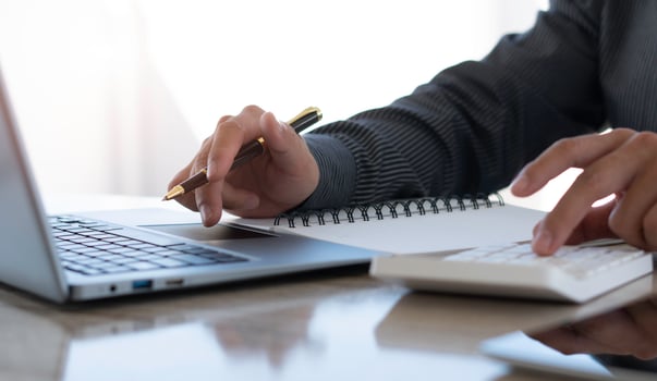 strategy analysis concept, Businessman working financial Manager Researching Process accounting calculate analyse market graph data stock information review on the table in office. photo