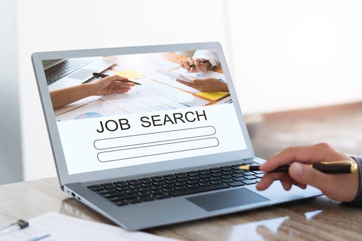 job search concept, find your career, business man looking at online website photo