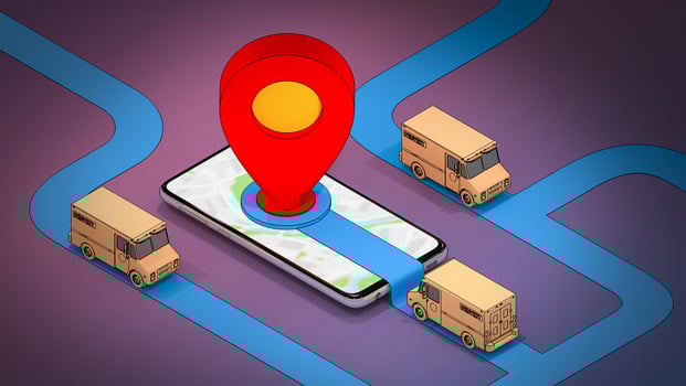 Online mobile application order transportation service.,Delivery concept.,3D rendering. photo