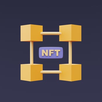 NFT nonfungible tokens concept,blockchain technology,Crypto art,Innovation technology,3d rendering. photo