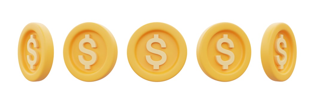 Set of golden coins with dollar sign isolated on white background,Business,finance or currency exchange concept,minimal style.3d rendering. photo
