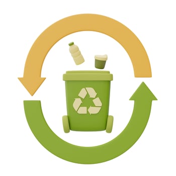 recycling bin with arrow,save the planet and energy concept,Eco friendly innovations,3d rendering. photo