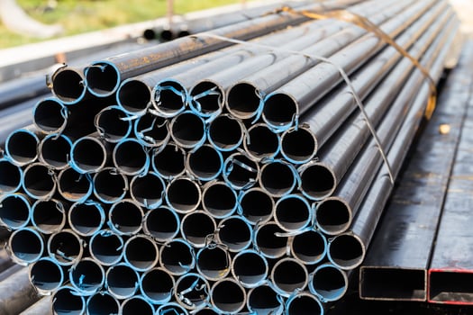 Stack of steel pipes photo
