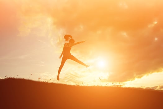 silhouette woman Jump with happy photo