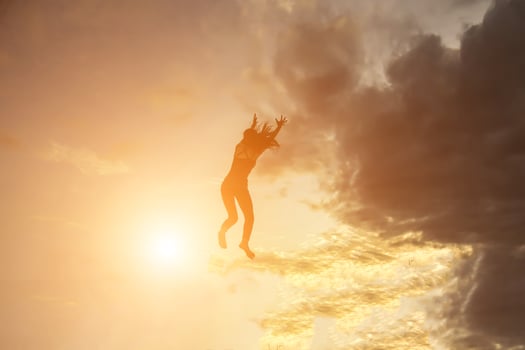 silhouette woman Jump with happy photo