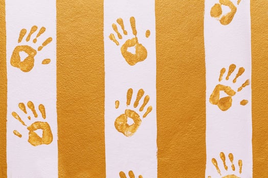 Hand prints on the wall photo