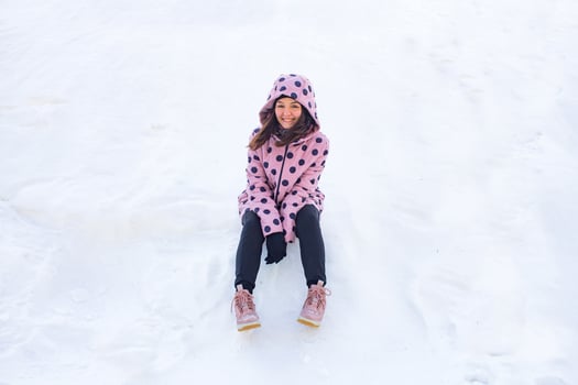happy woman in the snow photo