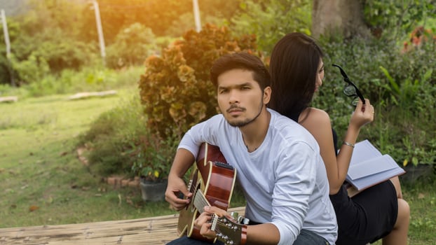 Playing perfect riff. photo