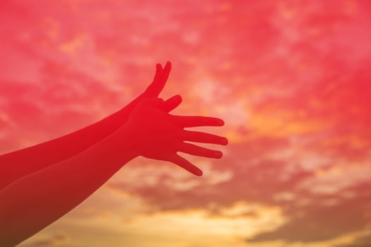 Hands-shape for the Sun. photo