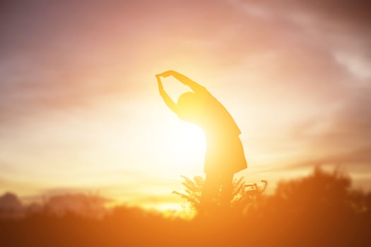 kid silhouette,Moments of the child's joy. On the Nature sunset photo