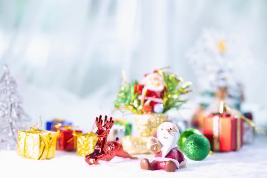 Beautiful gift with Christmas ornaments. photo