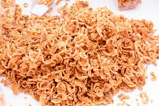 Pork snack or pork rind or pork scratching or pork crackling. photo