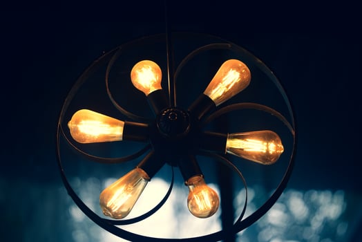 Decorative lamps in the cafe give a warm feeling. coffee shop decoration ideas photo