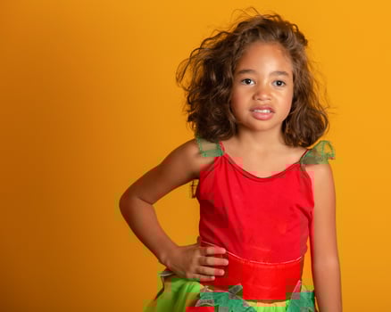 beautiful happy child dressed for carnival party photo