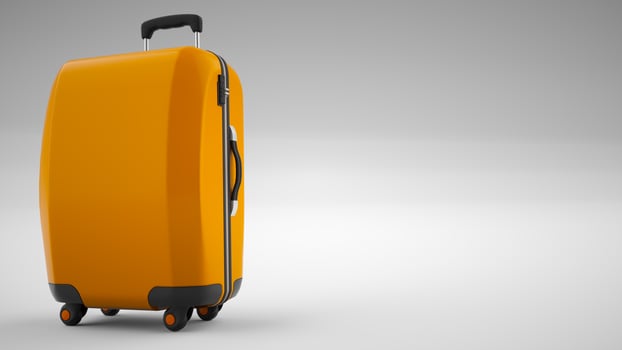 Orange travel bag isolated on bright background. 3d rendering photo