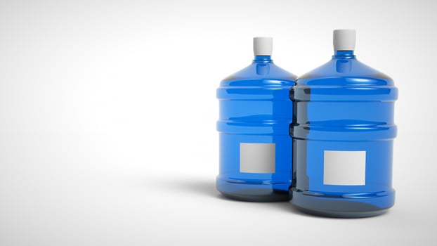 Big plastic bottle potable water isolated on a white background. 3D Rendering. photo