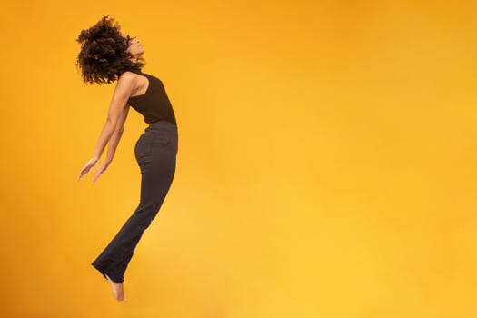 Woman on yellow photo