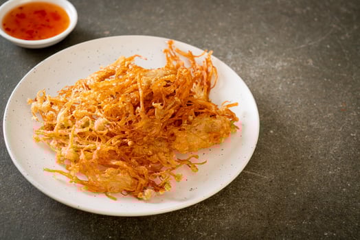 Fried Enoki Mushroom or Golden Needle Mushroom photo