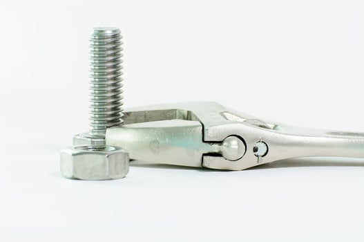 Wrench and hex bolt and hex nut photo