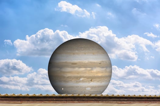 Planet Jupiter on the blue sky photo
