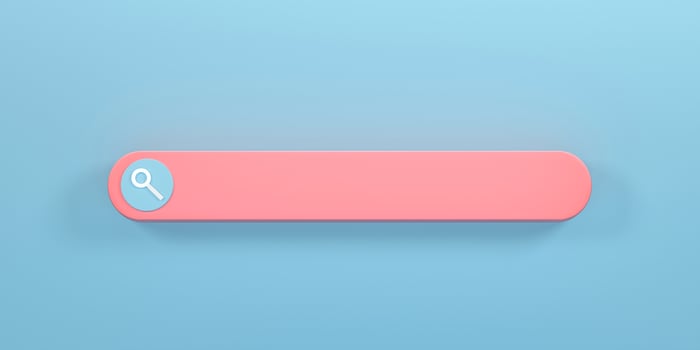3D rendering, 3D illustration. Minimal blank search bar on blue background. Search bar design element concept photo