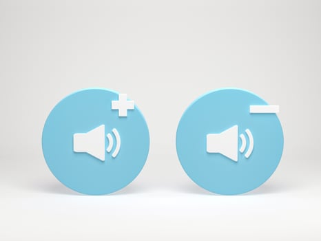 3D rendering, 3D illustration. Speaker icon increases and reduces sound. loudspeaker volume symbol isolated on white background. photo