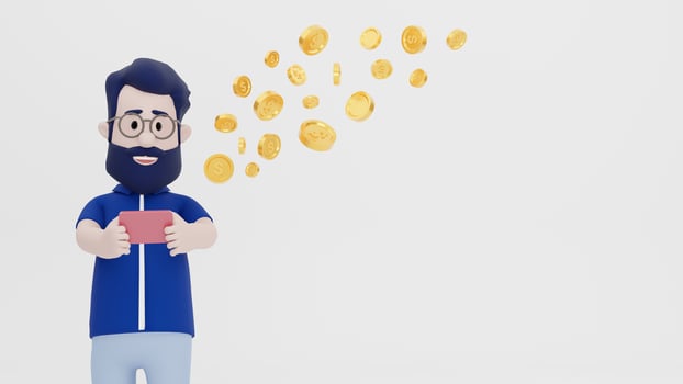 3D Man Play to Earn Mobile Game Money Finance Cryptocurrency photo