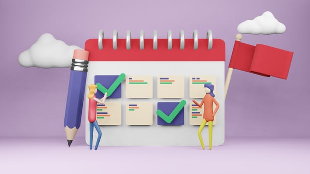 3D Character Team Planning Calendar Appointment Task photo