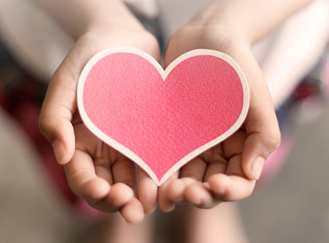 Beautiful heart put on girl hands photo