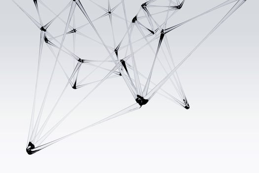 Abstract transparency plexus structure 3D illustration. Technology and futuristic glassy geometric shape background photo
