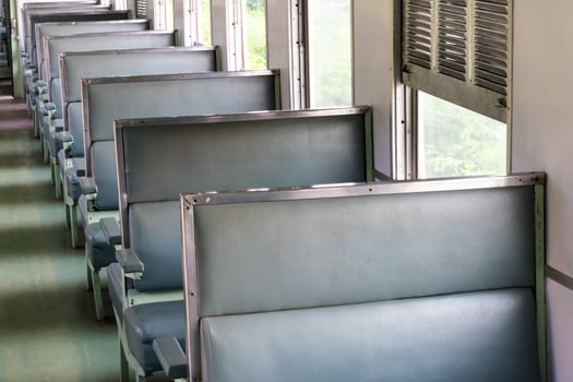 Empty seats in the passenger train. photo