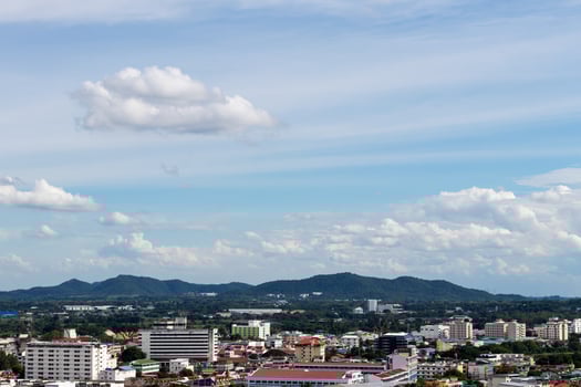 Residential buildings near the mountain. photo