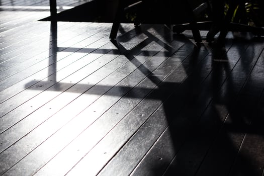Black wood chair with wooden desk. photo