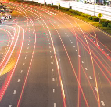 Many car lights on the street. photo