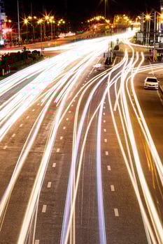 Many car lights on the street. photo