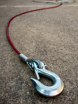New cable and hook for install in the winch of car photo