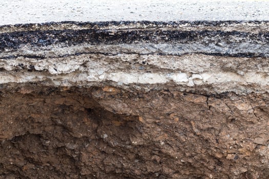 Soil erosion under the road. photo