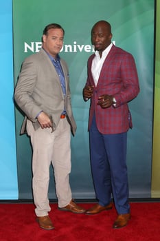 LOS ANGELES - MAY 2  Matt Iseman, Akbar Gbaja-Biamila at the NBCUniversal Summer Press Day at Universal Studios on May 2, 2018 in Universal City, CA photo
