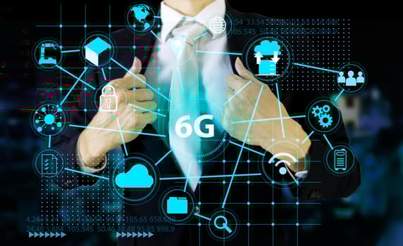 6g business future technology to advance the business world,Businessman take advantage of 6G technology to enhance communication and productivity. photo