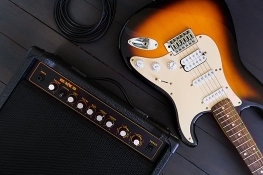 Electric guitar on dark background photo