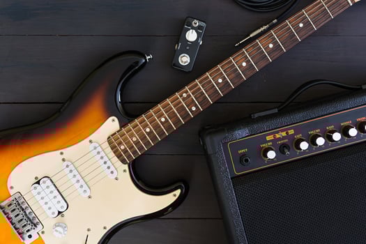 Electric guitar on dark background photo