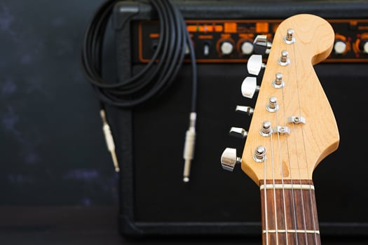Electric guitar on dark background photo