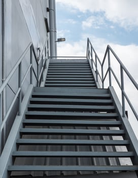 Metal staircase behind the factory. photo
