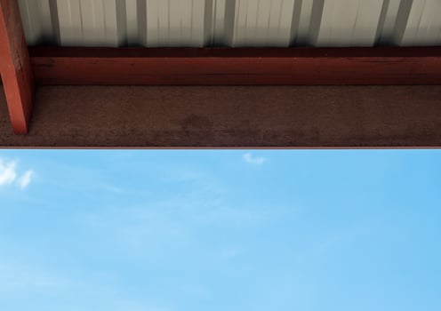 Wooden frame with the zinc roof. photo
