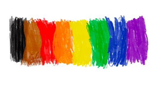 Hand drowing of rainbows stripes, heart, concepf tor lgbtqai celebrations in pride month. photo
