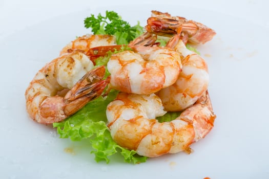 Tiger shrimps on the plate photo