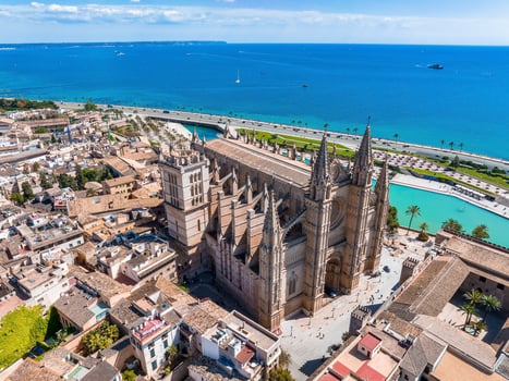 Gothic medieval cathedral of Palma de Mallorca in Spain photo